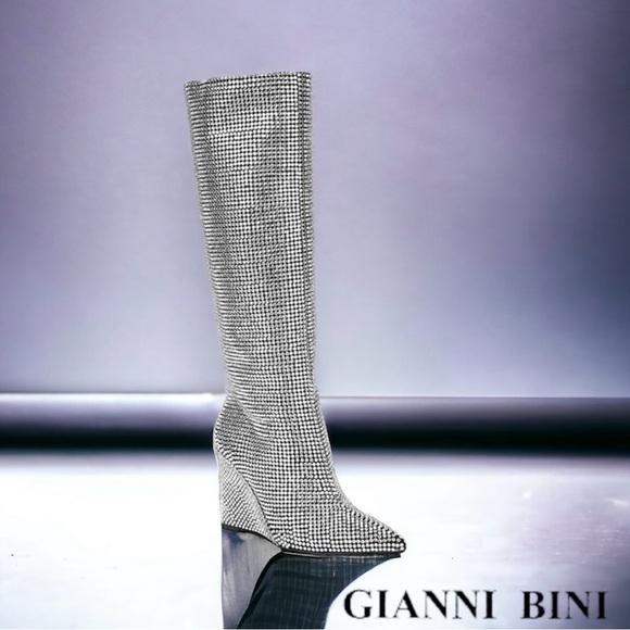 Gianni Bini Shoes - NEW Gabortwo Rhinestone Pointed Toe Tall Wedge Boots
